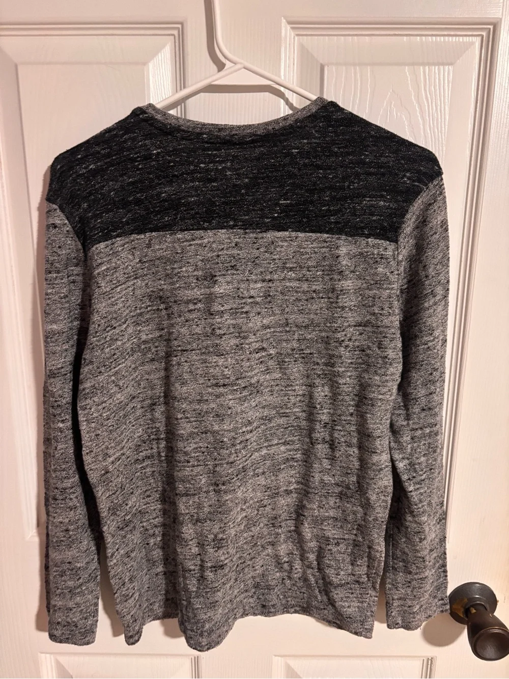 Old Navy Boy’s Heather Gray Long-Sleeve Henley with Dark Shoulder Panels